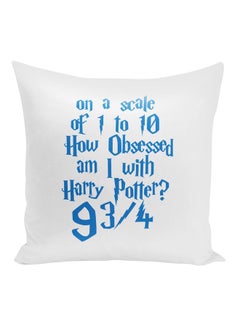 Buy Quote Printed Throw Pillow White/Blue 16x16inch in UAE