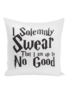 Buy Harry Potter Quote Printed Throw Pillow White/Black 16x16inch in UAE