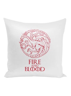 اشتري Fire And Blood Sigil Printed Throw Pillow بوليستر أبيض/أحمر 16x16 بوصة في الامارات