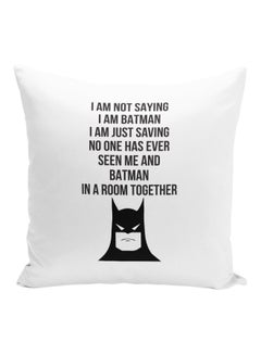 Buy Batman Quote Printed Decorative Pillow White/Black 16x16inch in Saudi Arabia