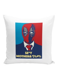 Buy Deadpool Character Printed Decorative Pillow White/Red/Blue 16x16inch in UAE