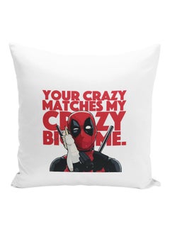 Buy Deadpool Character Printed Decorative Pillow White/Red/Black 16x16inch in UAE