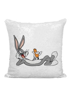 اشتري Bugs Bunny Sequined Throw Pillow فضي/أبيض/رمادي 16x16 بوصة في الامارات