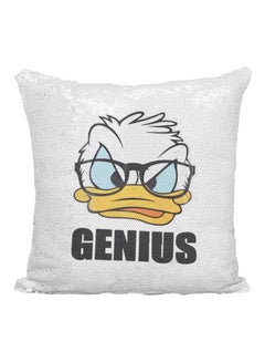 Buy Donald Duck Sequined Throw Pillow polyester Silver/White/Yellow 16x16inch in UAE