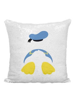 Buy Donald Duck Sequined Throw Pillow Silver/White/Yellow 16x16inch in UAE