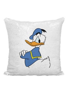 Buy Donald Duck Sequined Throw Pillow Silver/White/Blue 16x16inch in UAE