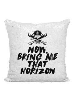 Buy Now, Bring Me That Horizon Printed Sequined Throw Pillow Silver/White/Black 16x16inch in UAE