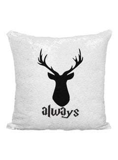 اشتري Harry Potter Deer Printed Sequined Throw Pillow أبيض/أسود/فضي 16x16 بوصة في الامارات