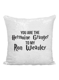 اشتري Harry Potter Quote Printed Sequined Throw Pillow أبيض/أسود/فضي 16x16 بوصة في الامارات