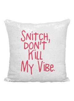 Buy Harry Potter Quote Printed Sequined Throw Pillow Silver/White/Pink 16x16inch in UAE