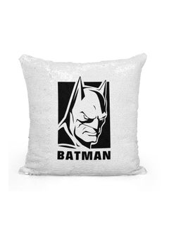 Buy Batman Sequined Throw Pillow Silver/Black/White 16x16inch in UAE