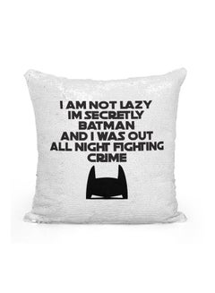 Buy Batman Quote Sequined Throw Pillow polyester Silver/Black/White 16x16inch in Saudi Arabia