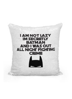 Buy Batman Quote Sequined Throw Pillow polyester Silver/Black/White 16x16inch in UAE