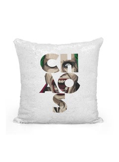 اشتري Jared Leto Joker Printed Sequined Throw Pillow بوليستر فضي/أبيض/بيج 16x16 بوصة في الامارات