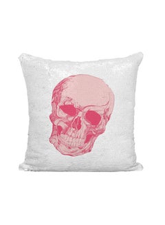 Buy Printed Sequined Throw Pillow Silver/Pink 16x16inch in UAE