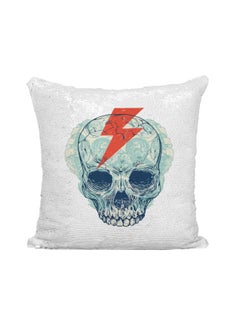 اشتري Zombie Face Printed Sequined Throw Pillow بوليستر فضي/أبيض/أزرق 16x16 بوصة في الامارات