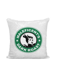 Buy Starbucks Maleficent's Dark Roast Printed Sequined Throw Pillow Silver/White/Green 16x16inch in UAE