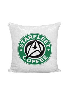 اشتري Starbucks Starfleet Coffee Printed Sequined Throw Pillow فضي / أبيض/أخضر 16x16 بوصة في الامارات