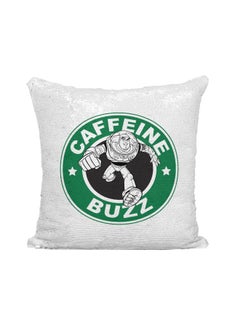 اشتري Starbucks Toy Story Caffeine Buzz Printed Sequined Throw Pillow فضي / أبيض/أخضر 16x16 بوصة في الامارات