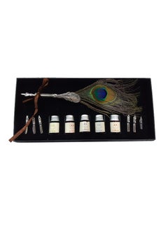 Buy Feather Quill Pen With Ink Set Multicolour in UAE