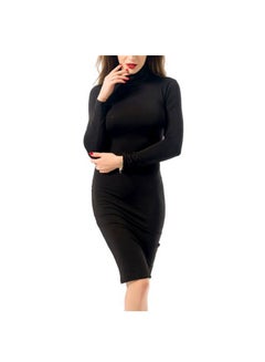 Buy Long Sleeves Bodycon Dress Black in Saudi Arabia