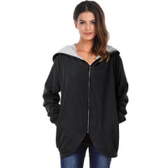 Buy Long Sleeves Hooded Jacket Black in UAE