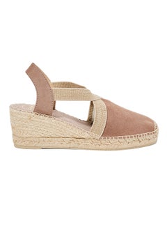 Buy Tona Suede Elastic Strap Wedge Espadrille Brownish Grey in UAE