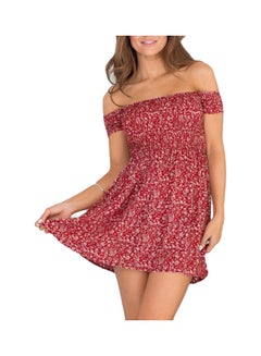 Buy Off Shoulder Mini Dress Red in UAE