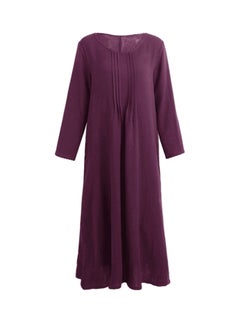 Buy Long Sleeves Retro Boho Long Maxi Dress Purple in UAE