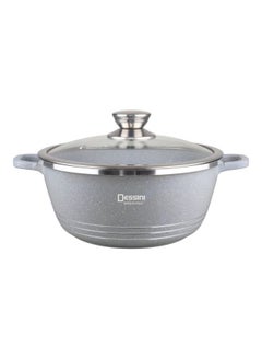 Buy Versatile Efficient Non-stick  Casserole Pot Bowl Deep Fry Pan Cookware Tool Grey/Clear/Silver 20cm in UAE