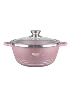 Buy Granite Non Stick Casserole Pot With Lid Plum/Clear 32centimeter in UAE