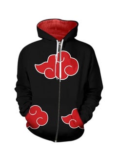 Buy Anime Naruto 3D Printed Hoodie Black/Red in Saudi Arabia