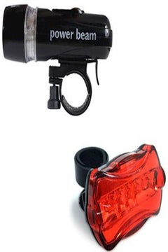 Buy Bike Bicycle 5 LED Power Beam Front Head Light And Tail Torch Back Light in UAE
