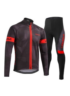 اشتري Long Sleeve Cycling Jacket And Padded Trousers Set أسود/ أحمر في السعودية