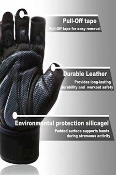 Weight Lifting Gym Padded Training Workout Fitness Large Strap Gloves Grey/Black 