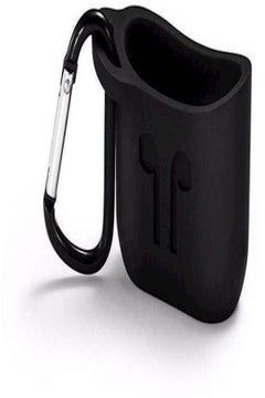 Buy Silicone Protective Sleeve Case Cover For AirPods With Anti-Lost Hook Black in Saudi Arabia