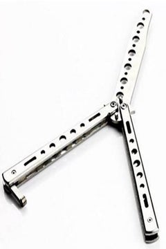  VORNNEX Practice Butterfly knife Trainer with Sure Spring  Latch, Full Stainless Steel Black Dull Balisong, Unsharpened Butterfly  knives Comb for CSGO Training(Silver) : Sports & Outdoors