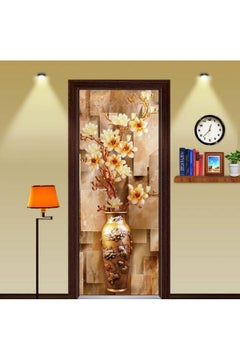 Buy 2 Piece 3D Wooden Door Wall Sticker in UAE