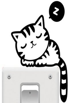 Buy Cat Wall Sticker Decoration For The Doorbell Or Laptop Or The Switch Light Or The Car Black/White 12x17cm in UAE