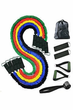 Buy 11Pcs Resistance Band Set, Heavy Duty Exercise Equipment With Cloth Cover, Door Anchor, Ankle Band And Resistance Band Carrying Case in UAE
