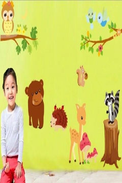 Buy Cartoon Animal Design Wall Sticker in UAE