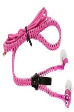 Buy Pink Color 3.5Mm Metal Bass Zipper Headphones Sports Headset With Microphone For Iphone Samsung in Saudi Arabia