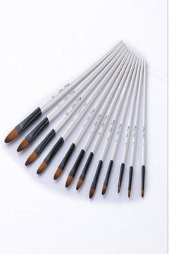 Buy 12Piece Nylon Hair Wooden Handle Watercolour Paint Brush Pen Set in Saudi Arabia
