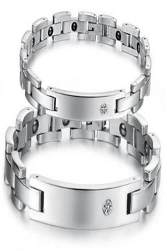 Buy Magnetic Power Balance Rhinestone Stainless Steel Bracelet For Couples in Saudi Arabia