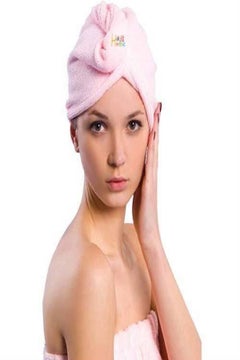 Buy Microfiber Solid Pattern, - Head Towels Pink in Egypt