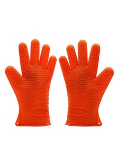 Buy 2-Piece Oven Gloves Orange 27 x 16.5centimeter in Egypt