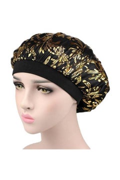 Buy Salon Hair Bonnet Cap Black/Gold in Saudi Arabia