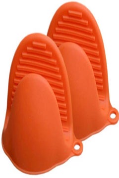 Buy High temperature heat insulation anti-slip non-slip baking oven microwave dish clamp silicone gloves orange Multicolor in UAE