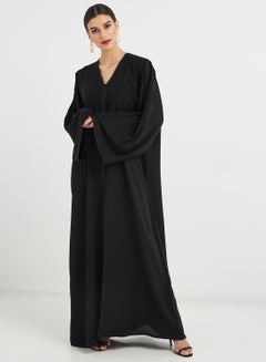 Buy Simple Pearl Embellished Abaya Black in UAE