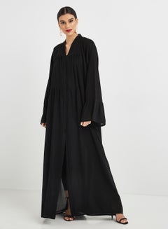 Buy Pleated Upper Abaya Black in UAE